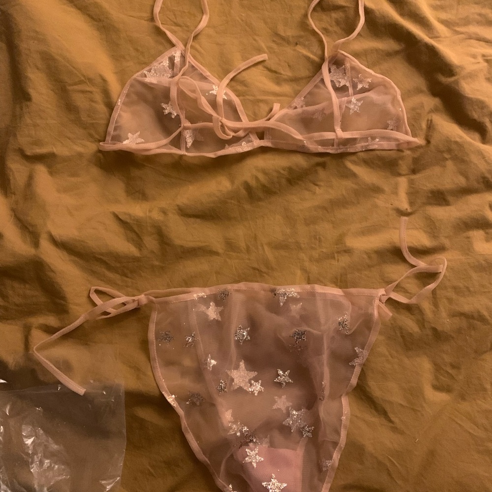 Lirika Matoshi star in her eyes lt pink bra & panty set